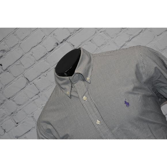 Polo Ralph Lauren Shirt Mens Size Large Classic Fit Dress Black White Plaids - Picture 1 of 6